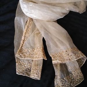 Vintage Beaded Chiffon Scarf